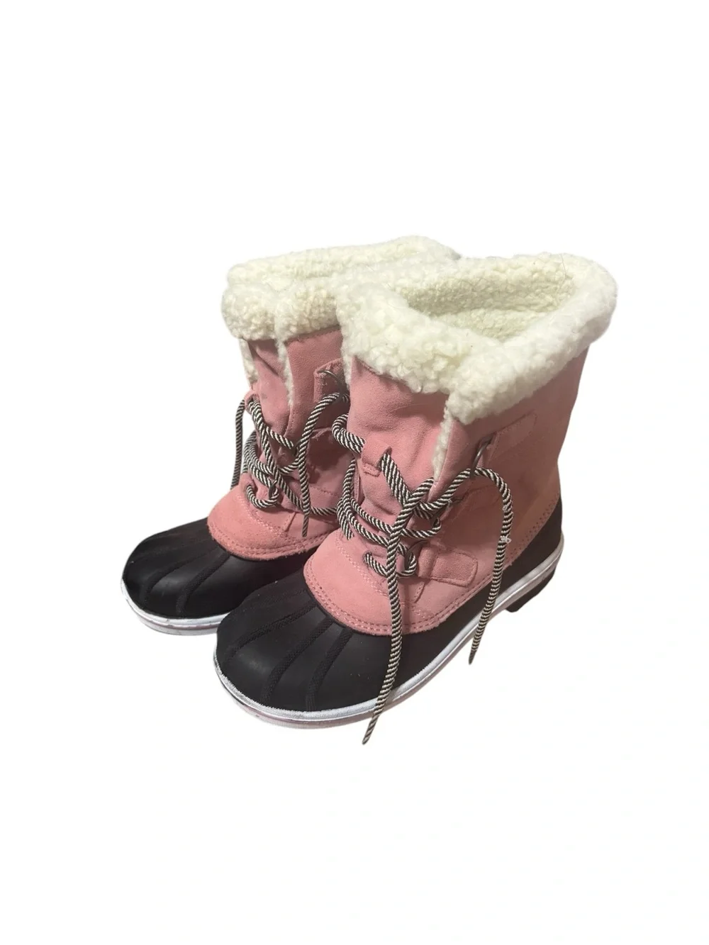 Cat & Jack Pink and Black Girls' Insulated Lace-Up Winter Boots